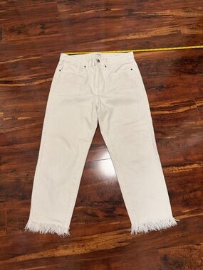 Frame Denim White Cropped Slim Straight Jeans
